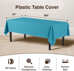 Turquoise Plastic Table Cover | Case of 48 - 54 In. x 108 In.