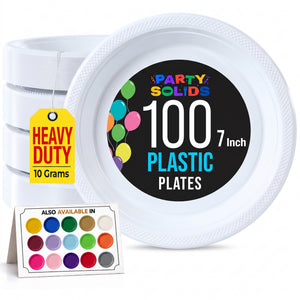 7 in. White Plastic Plates | 100 Count