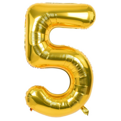 34" Number 5 Gold Mylar Balloon