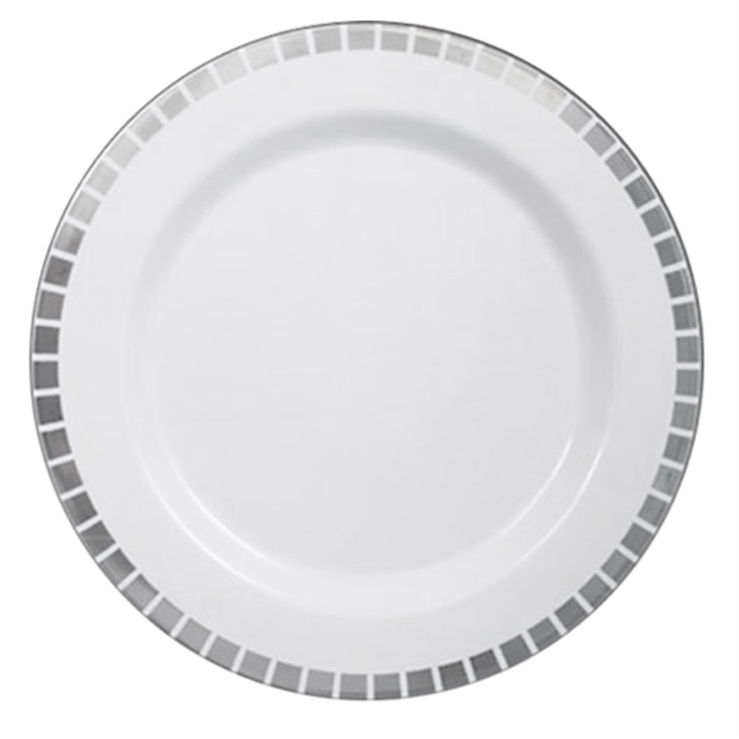 10.25 In. White/Silver Slit Design Plates | 10 Count