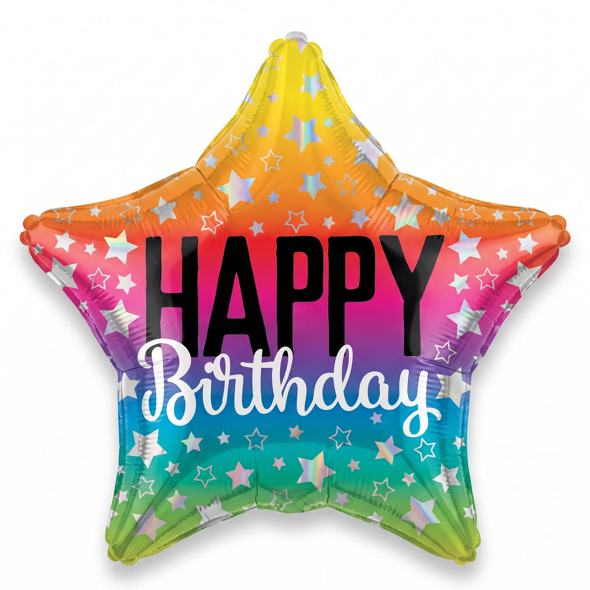 Vibrant Rainbow Star Foil Birthday Balloon - 17"