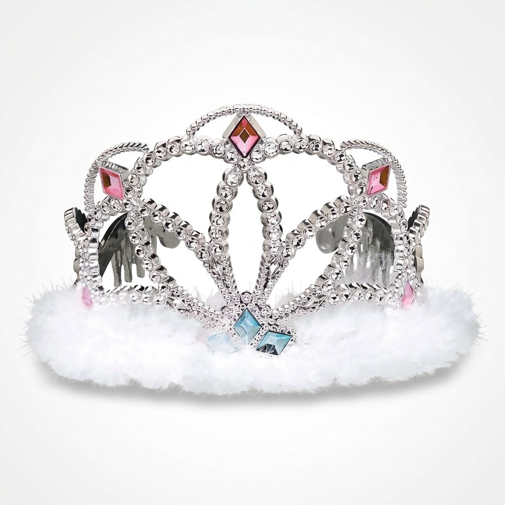 Sparkling Diamond Electronic Tiara with Marabou