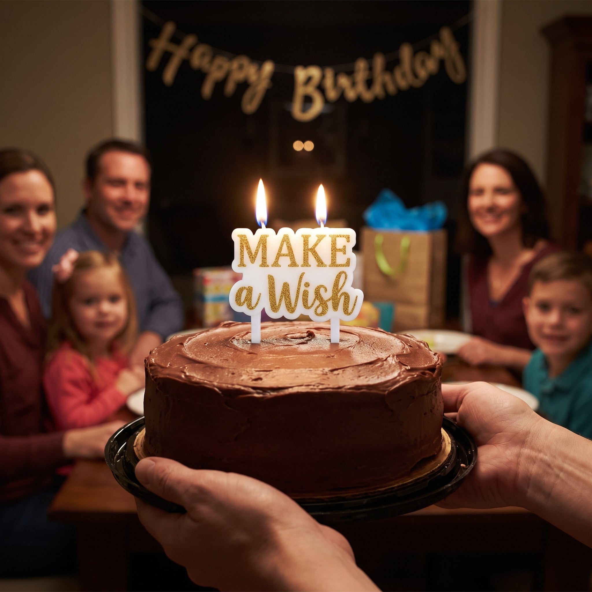 "Make a Wish" Glitter Birthday Candle with Picks
