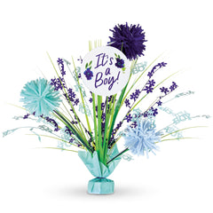 "It's a Boy" Tinsel Centerpiece Spray for Baby Showers