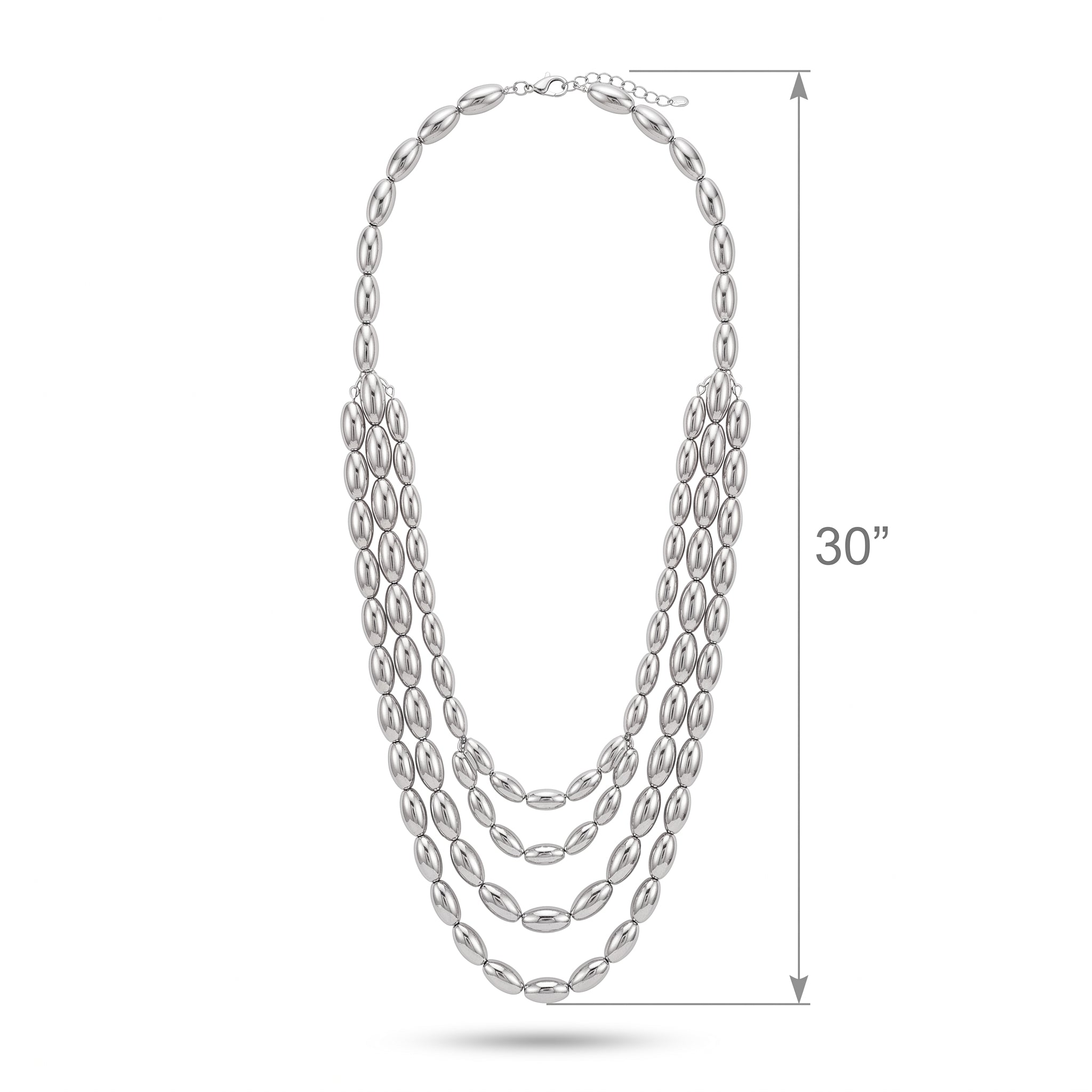 Silver Metallic Bead Necklace Set - 8 Pack