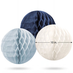 Elegant Blue Honeycomb Paper Decorations - 10" (3 Pack)