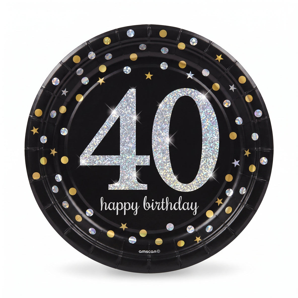 Sparkling Celebration 40th Birthday Prismatic Plates, 9-Inch, 8-Pack