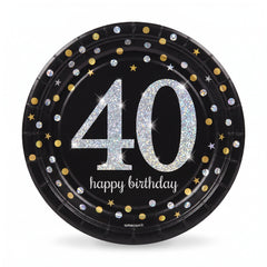 Sparkling Celebration 40th Birthday Prismatic Plates, 9-Inch, 8-Pack