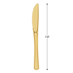 Exquisite Classic Gold Plastic Knives | 120 Count