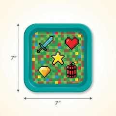 Pixel Party Square Paper Plates - 7" Gamer Design, 8-Pack