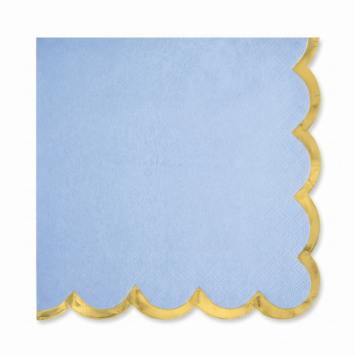 Elegant Blue Luncheon Napkin - 6.5 In. x 6.5 In. with Gold Scalloped Edge