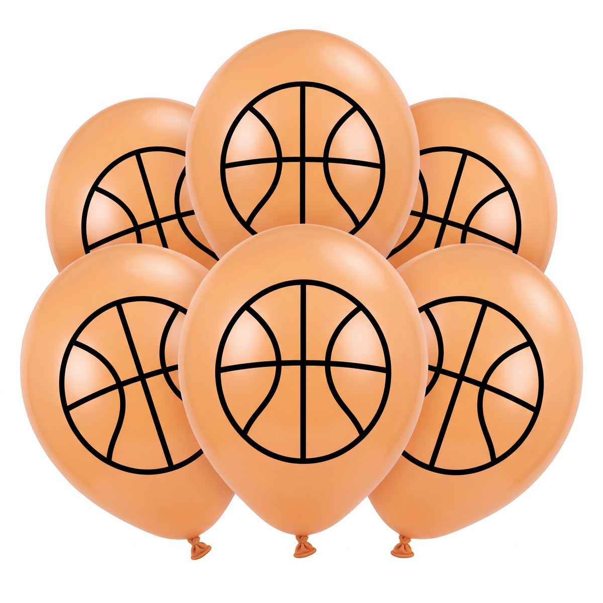 Basketball-Themed "Nothin' But Net" Latex Balloons - 12-Inch, 6-Pack