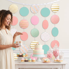 Pastel Circle Hanging String Decorations - 5 Pack