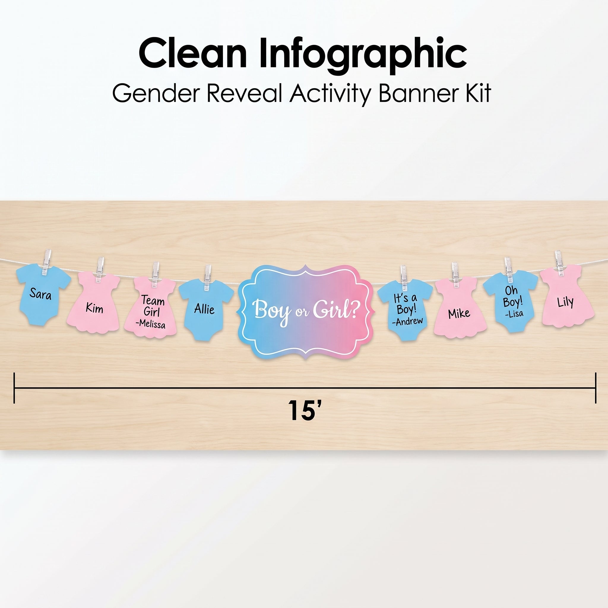 "Boy or Girl?" Gender Reveal Activity Banner Kit, 15-ft for Baby Showers