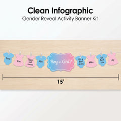 "Boy or Girl?" Gender Reveal Activity Banner Kit, 15-ft for Baby Showers