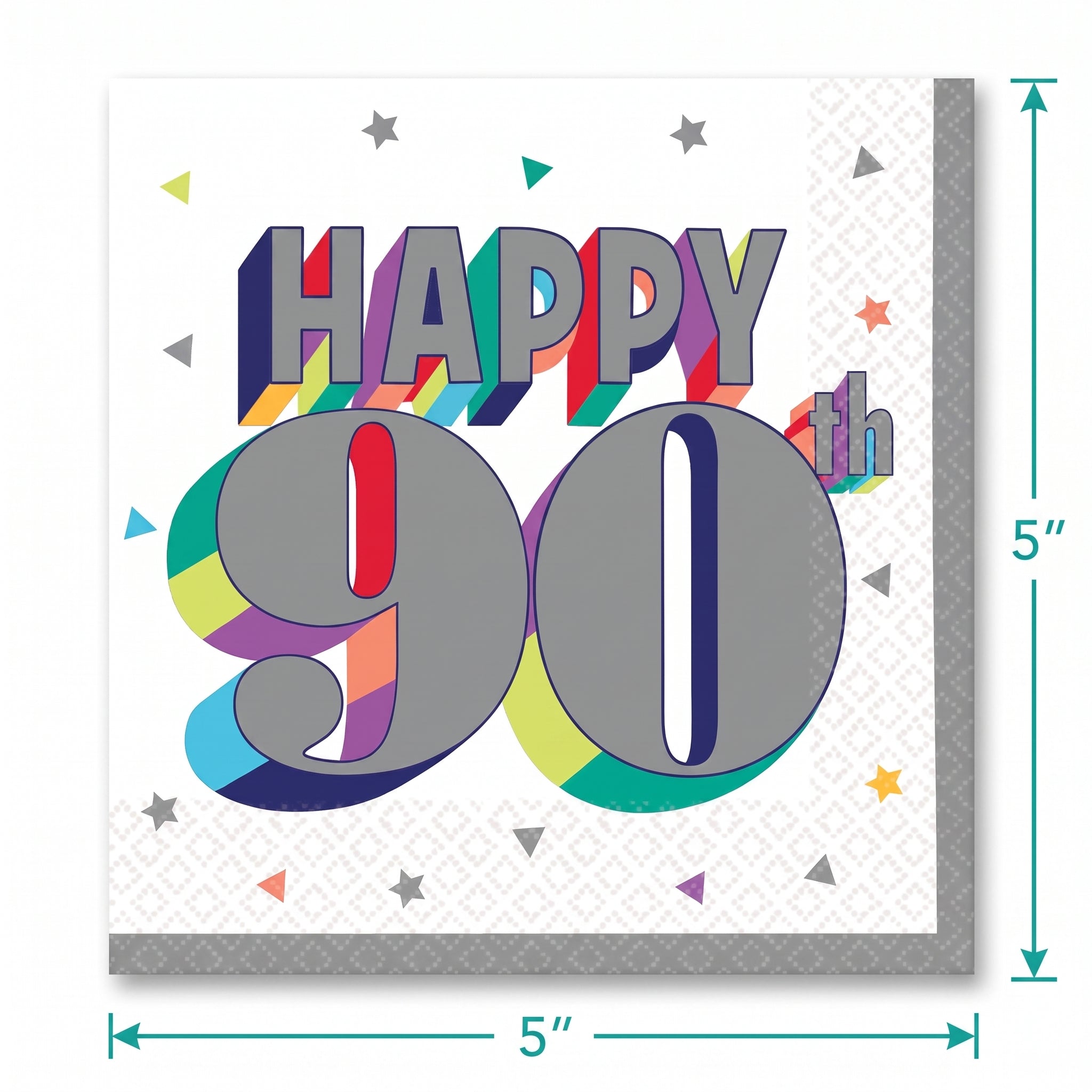 Here's to 90 Birthday Beverage Napkins - 16 Pack - 5 In. X 5 In.