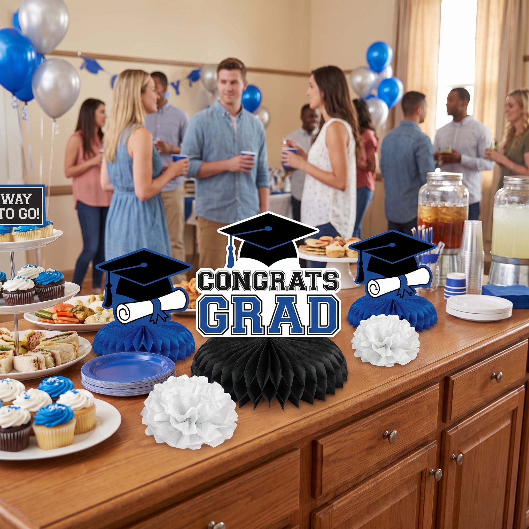Royal Blue Graduation Table Decorating Kit - 7-Piece Set