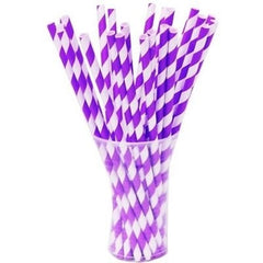 Purple Striped Paper Straws | 100 Count