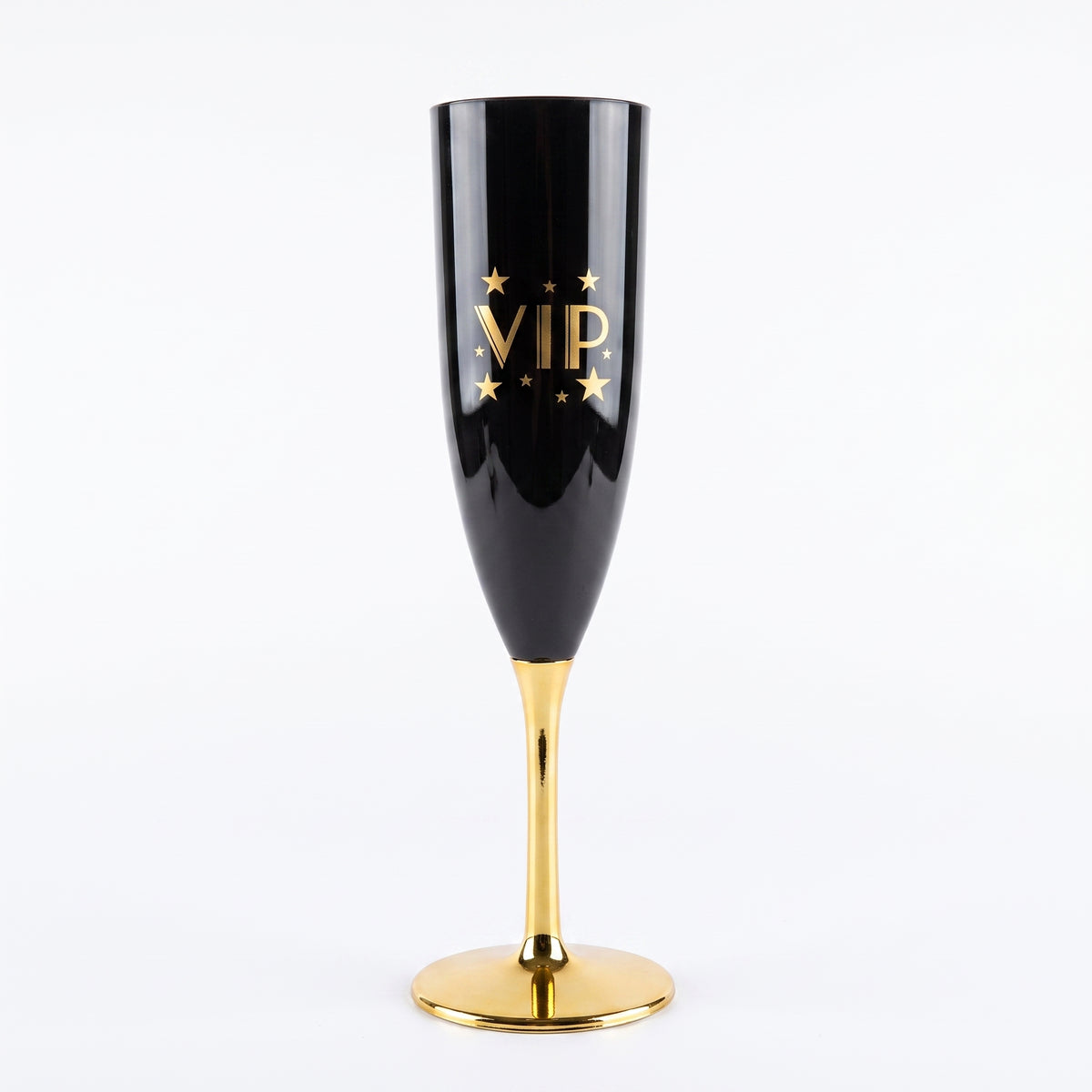 Glamorous VIP Champagne Flutes - Black & Gold, 5oz, Set of 4
