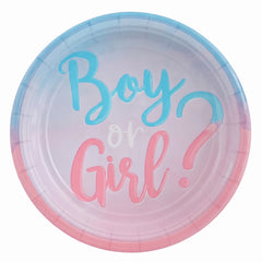 "Boy or Girl?" 7-Inch Round Baby Shower Plates - 7 in. - 8 Pack