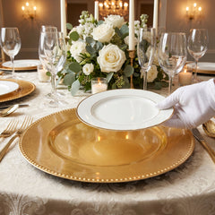 Gold Premium Plastic Charger Plates, 13-Inch, Set of 4