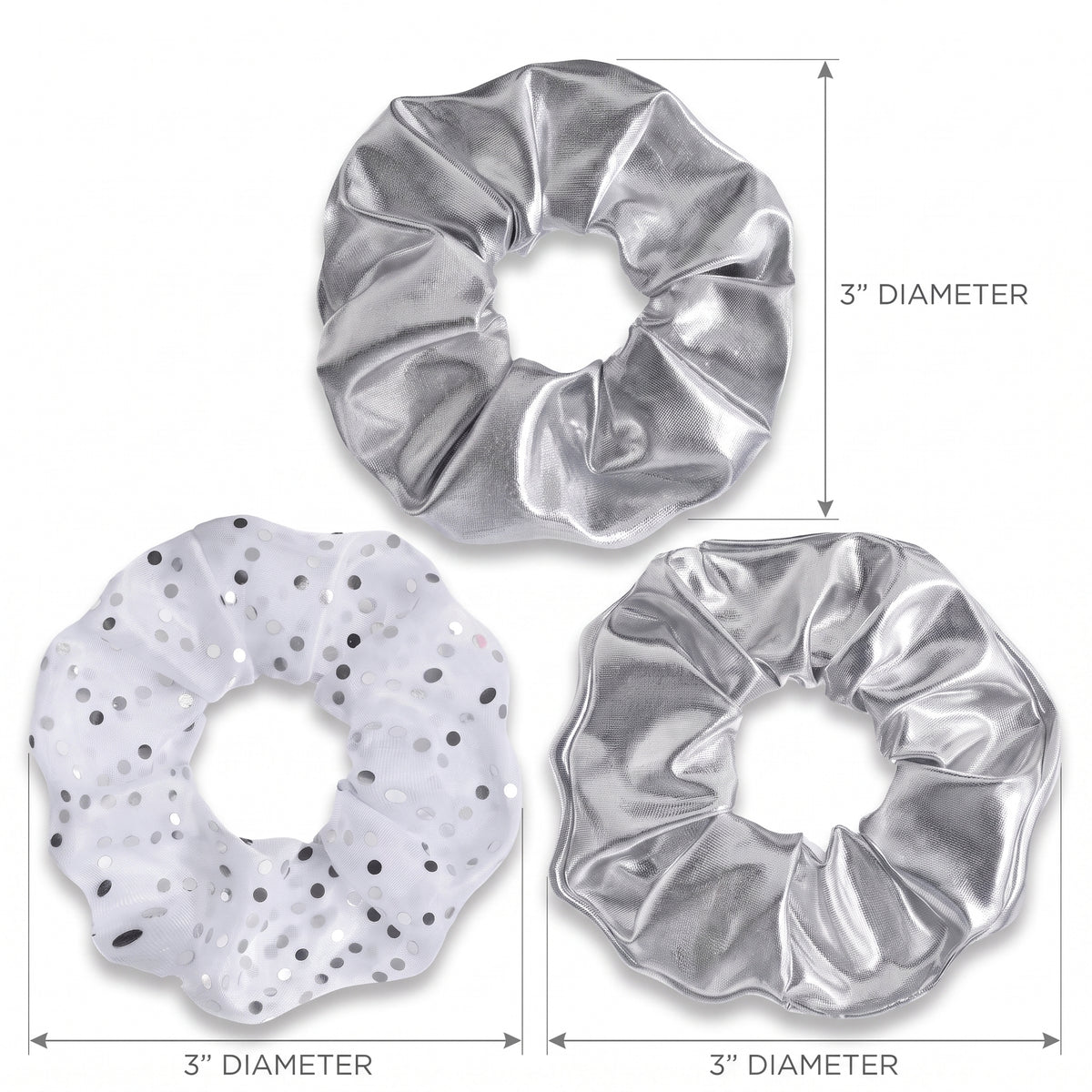 Silver Hair Scrunchies - 3 Pack