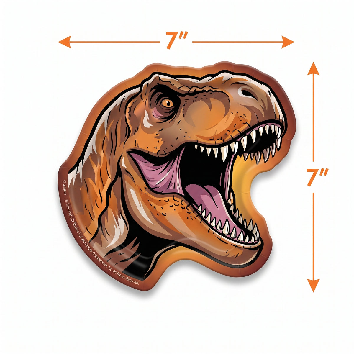 Jurassic World T-Rex Shaped Paper Plates, 7-Inch, 8-Pack