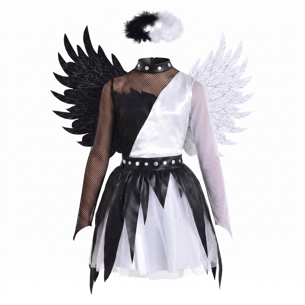 Twisted Angel Girl's Halloween Costume with Wings & Halo
