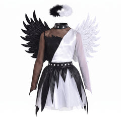 Twisted Angel Girl's Halloween Costume with Wings & Halo