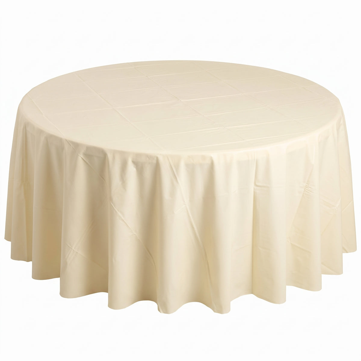 Vanilla Creme Round Flannel Back Table Cover - 84 Inch