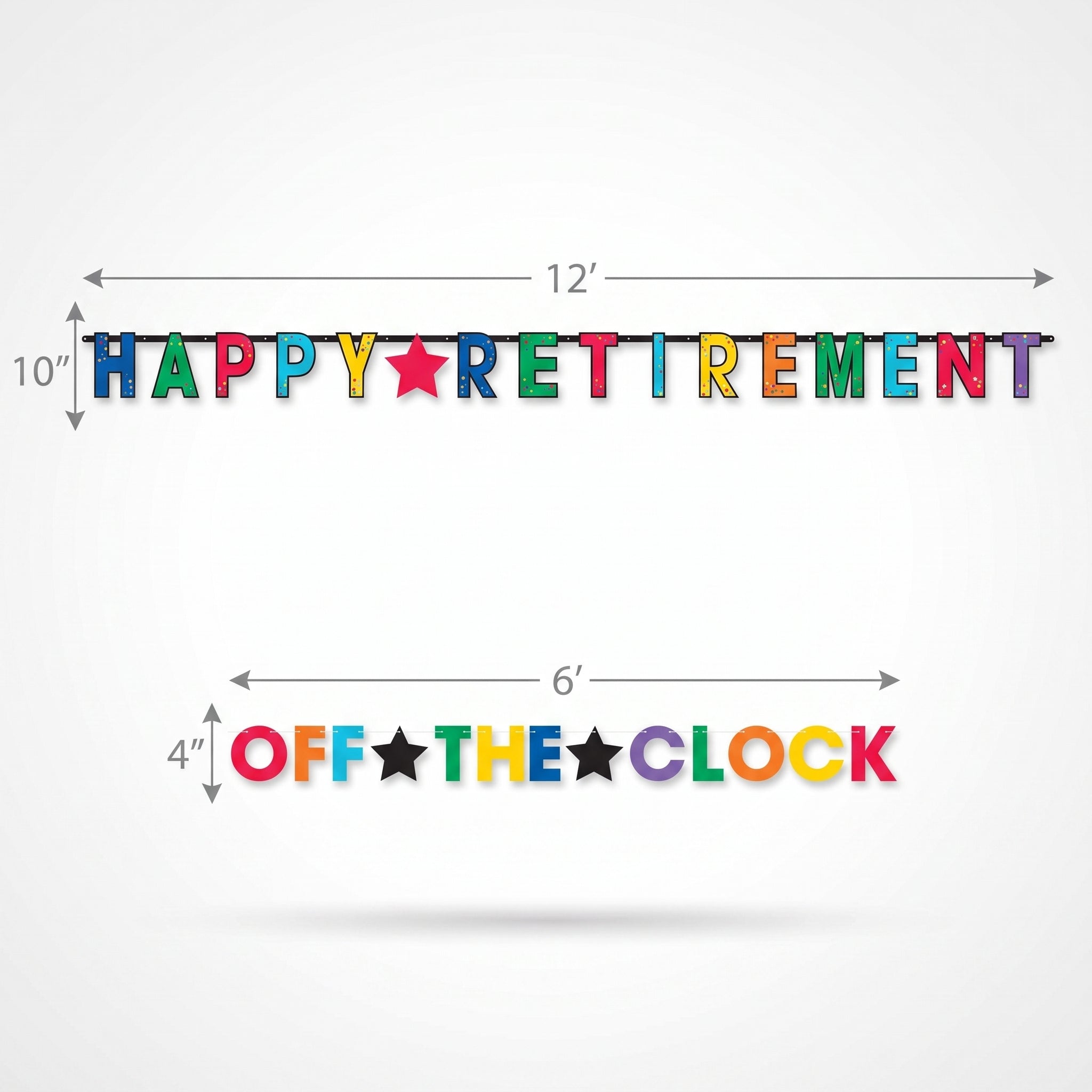 "Happy Retirement" and "Off the Clock" Letter Banner Combo