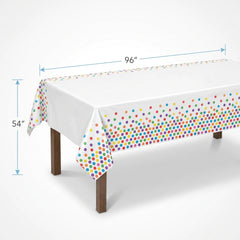 Spa Party Polka Dot Plastic Table Cover, 54" x 96" for Kids Birthday