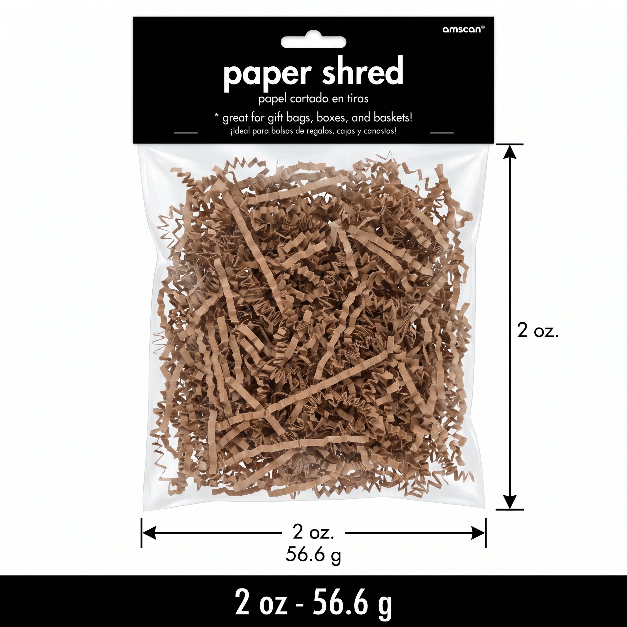 Brown Crinkle Paper Shreds for Gift Wrapping, 2 oz