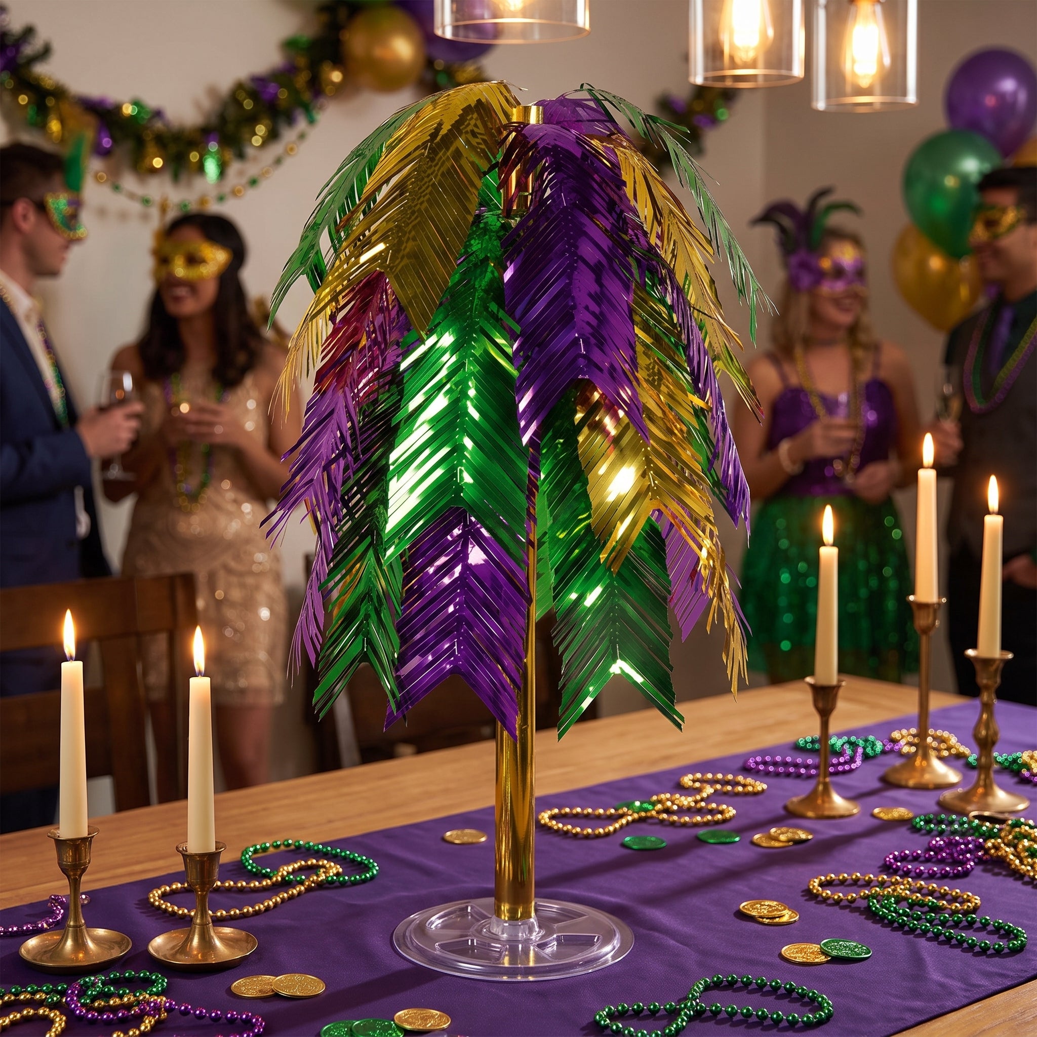 Elegant 24-Inch Cascading Metal Centerpiece for Masquerade Events