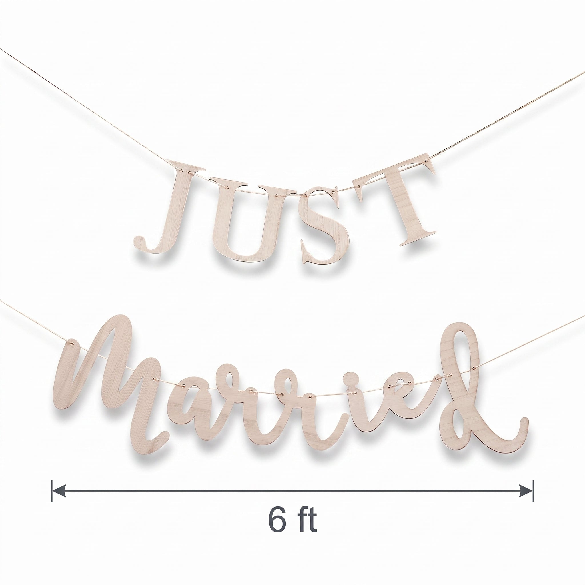 Ginger Ray "Just Married" Wooden Pennant Banner for Weddings