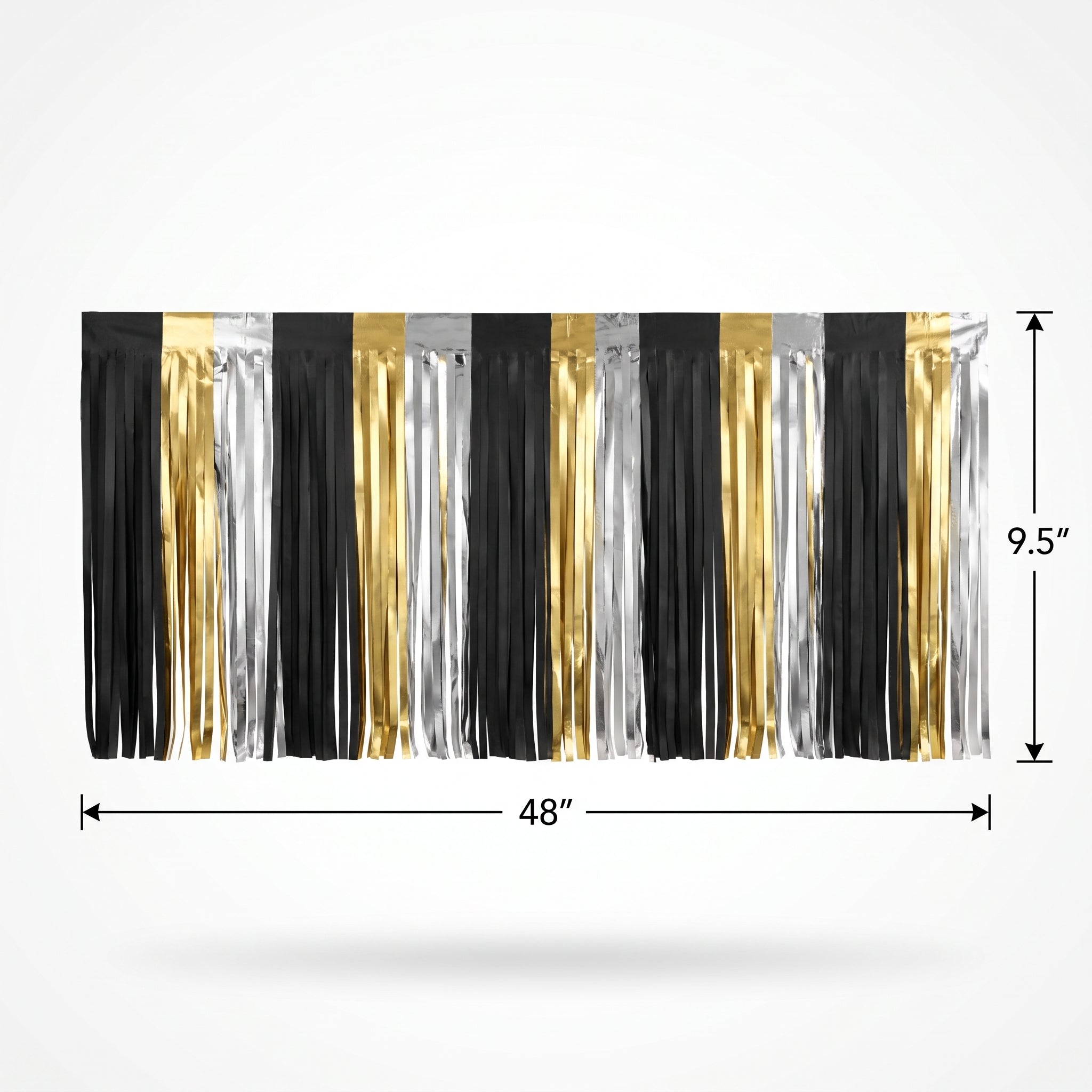 New Year's Eve Black, Silver, and Gold Foil Fringe Hanging Banner
