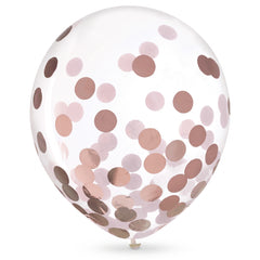 Rose Gold Confetti Latex Balloons, 12-Inch, 6-Pack