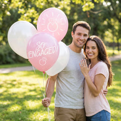 "So Engaged" Blush Pink and White Latex Balloons, 12-Inch, 15-Pack