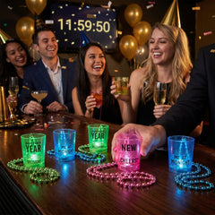 Light-Up New Year's Eve Shot Glass Necklaces, 6-Pack