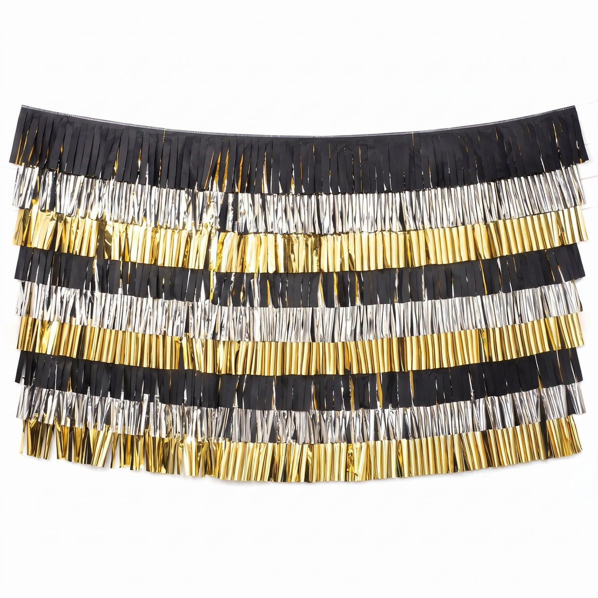 New Year's Eve Black, Silver, and Gold Foil Fringe Hanging Banner