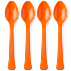 Vibrant Orange Plastic Spoons - Solid Color Tableware - 7.5 in.