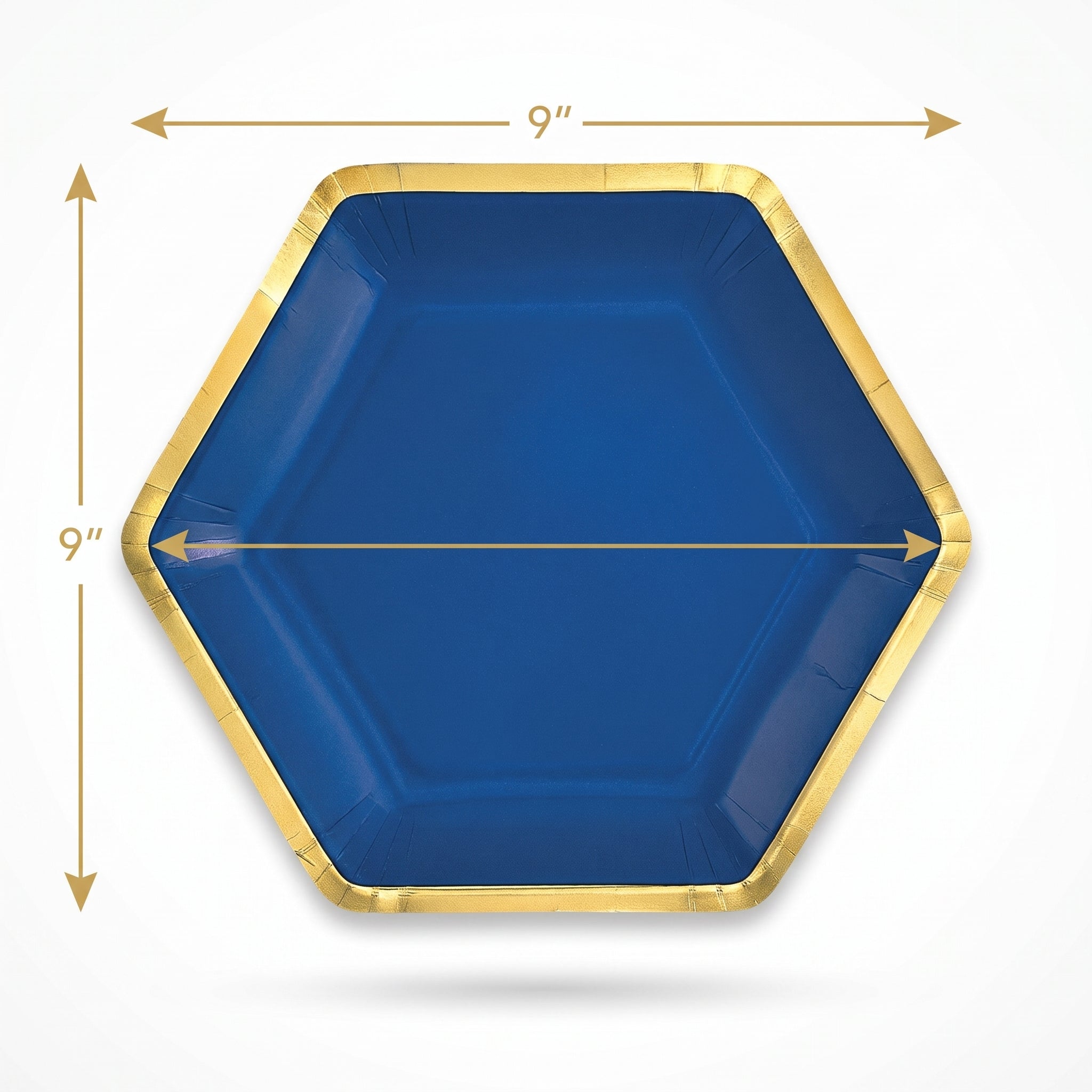 Royal Blue 9" Hexagon Metallic Paper Plate