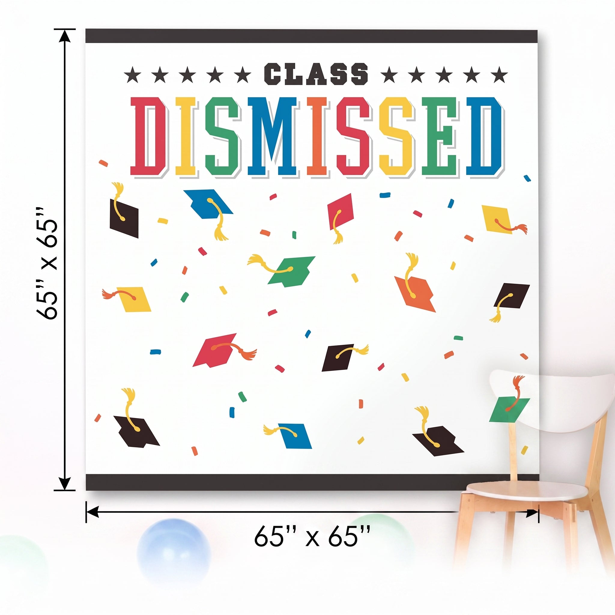 Colorful "Class Dismissed" Graduation Scene Setter Kit