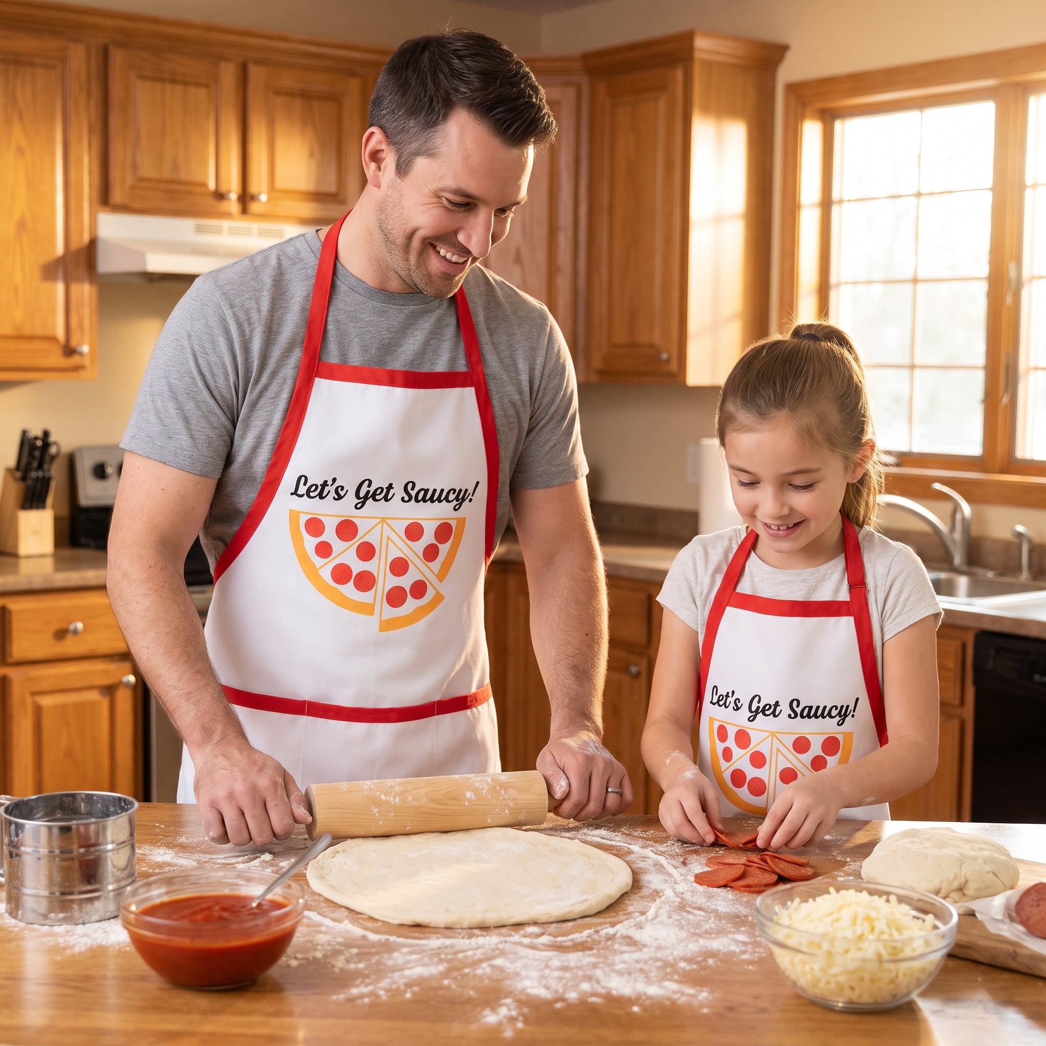 "Let's Get Saucy" Pizzeria Apron for All Ages