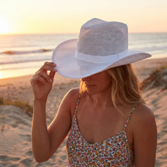 White Straw Cowboy Hat - One Size