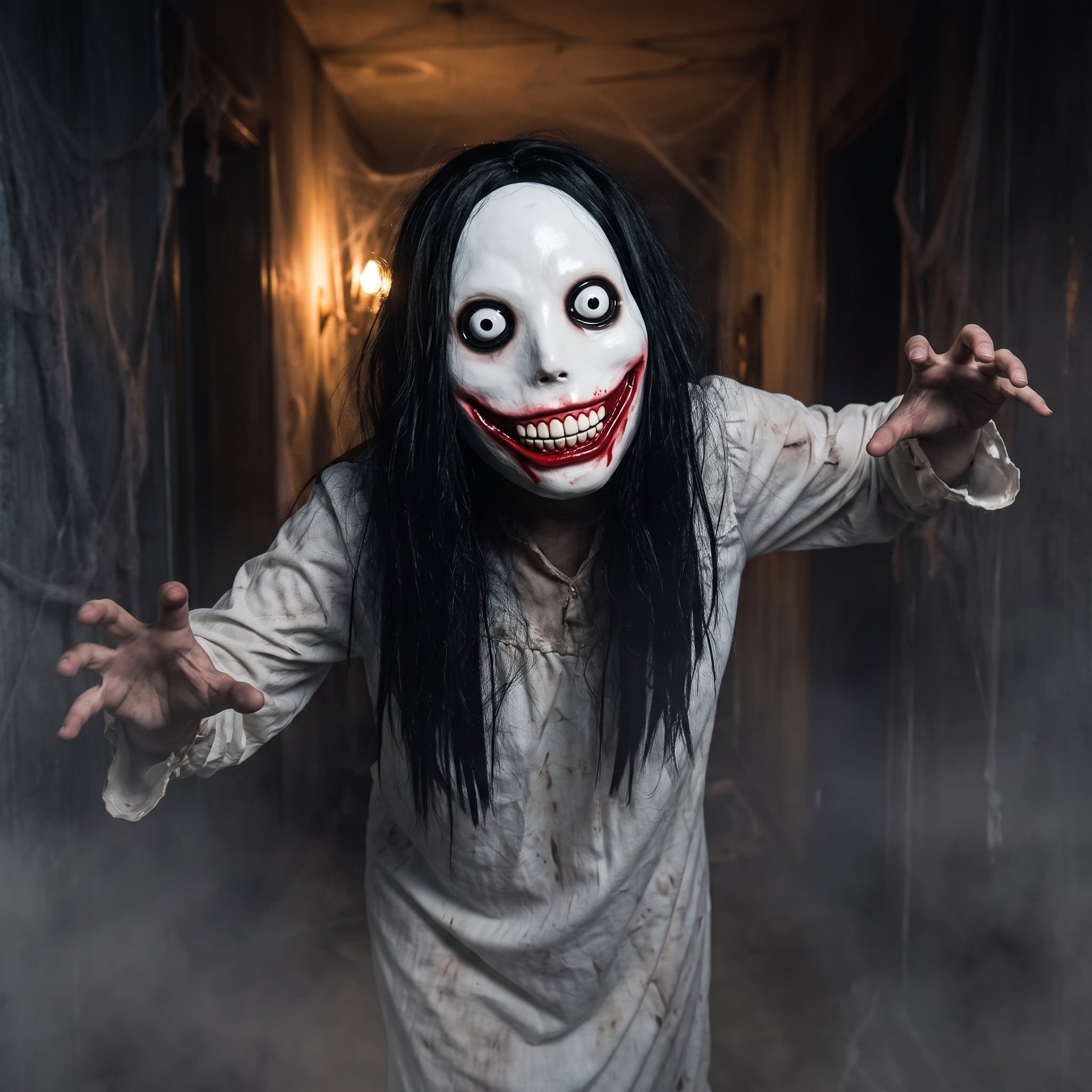 Jeff the Killer Halloween Mask with Hair - Full Head Latex Costume Accessory