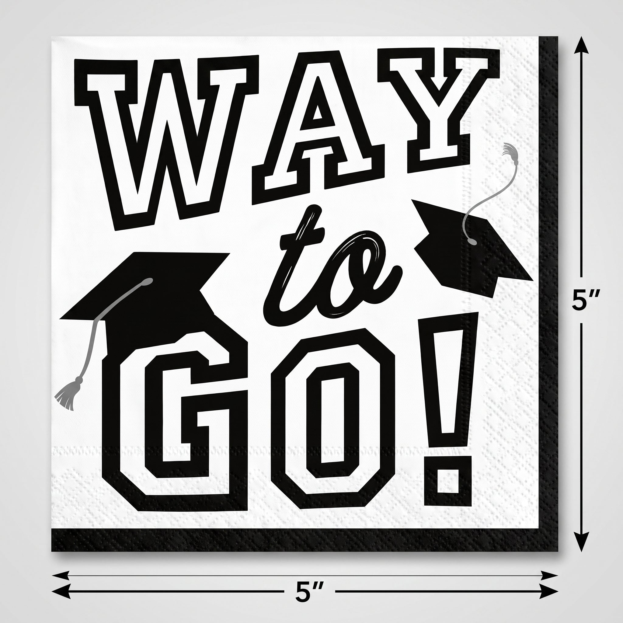 "Way to Go" Graduation Beverage Napkins, 40-Pack - 5 In. X 5 In.