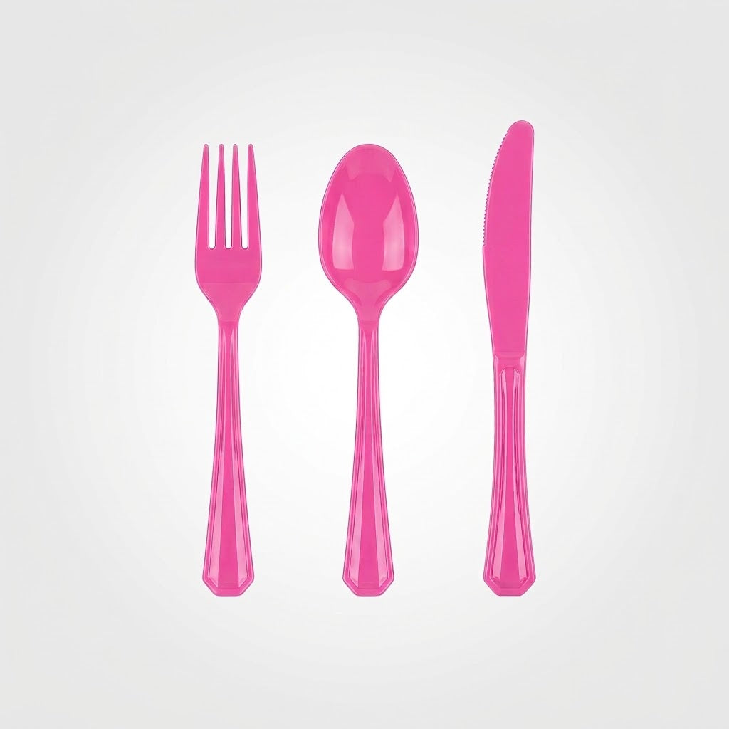 Pink Assorted Plastic Cutlery Set - 7.5 in. - 24 Pack