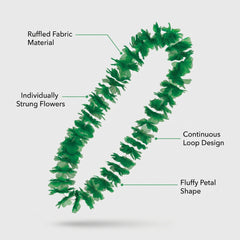 St. Patrick's Day Lei Necklace - Green Shamrock Party Accessory, Full Lightweight Irish Costume Necklace, 40 Inch