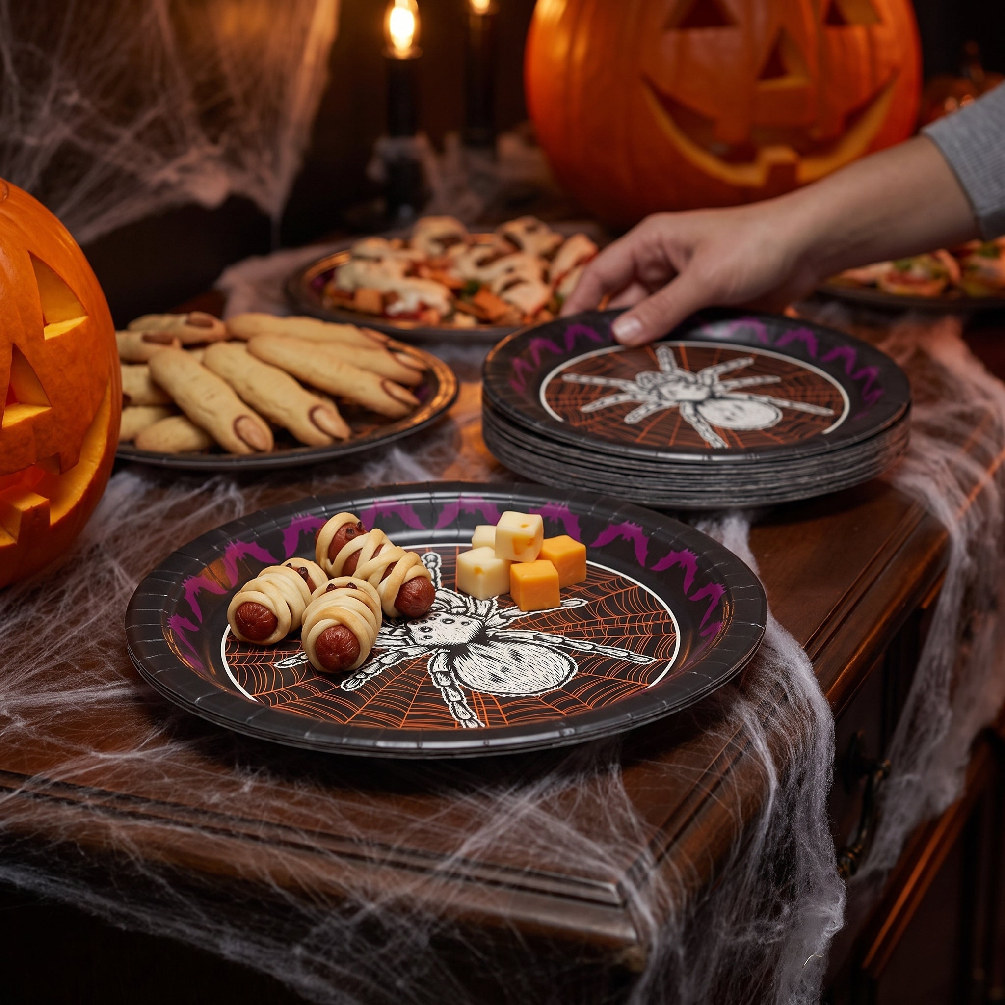 Spooky Halloween Haunted House 6.75" Round Paper Plates